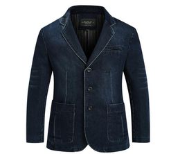 New Mens Denim Blazer Men Fashion Cotton Vintage Suit Jacket 4XL Male Blue Coat Denim Jacket men slim fat Jeans Blazers CY21823205747