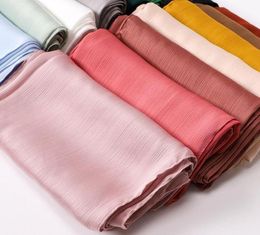 Scarves Whole Premium Crinkle Satin Silk Hijabs Solid Color Plain Scarf Muslim Shawls Islamic Headscarf Turban Echarpe Foulard2394821