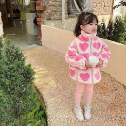 Jackets Children Clothing 2024 Autumn Winter Girl Lamb Wool Coat Fashion Baby Korean Style With Velvet Thick Padded Jacket