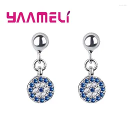 Stud Earrings Exquisite Blue Stone Crystal 925 Sterling Silver Jewellery For Women Wedding Engagement Birthday Eardrop Dangler