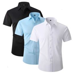 C98C Men's Dress Shirts Mens Solid Short Sle Shirts Casual Button-Down White Black Shirt USA Size S-XL d240507