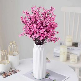 Decorative Flowers Wreaths 37cm Bouquet Babysbreath Artificial Plastic Flower Fake Plant Gypsophila Floral Arrange Handmade for Table Wedding Home Decor