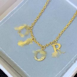 Designer Gold diamond necklace women retro matching simple letter short thin collarbone chain temperament star with female matching Jewelry gift