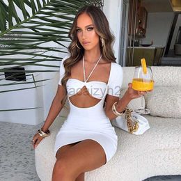 Casual Dresses Designer Dress Women's Summer New Short Sleeves Sexy Underlay Small Tank Top Hollow Fit Wrap Hip Dress Plus size Dresses