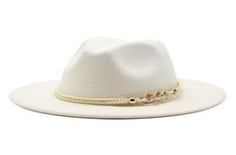 19 Colours Wide Brim Simple Church Derby Top Hat Panama Solid Felt Fedoras Hats for Men Women Artificial Wool Blend Jazz Cap7342854