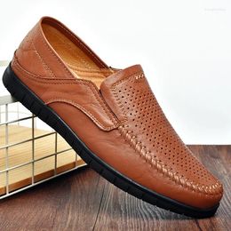 Casual Shoes Hollow-out Leather Men Loafers Flats For Moccasins Super Soft Zapatos De Verano Para Hombres Plus Size 37-45