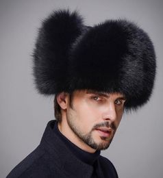 Bomber Hats Winter Men Warm Russian Ushanka Hat With Ear Flap Pu Leather Fur Trapper Cap Earflap Windproof Plush Thicken Caps6704809