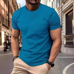 Men's Casual Shirts Summer Tops Slim Fit Round Neck Short-sleeved Solid Color Stretch Pullover Daily Wear Sports Office T-shirt