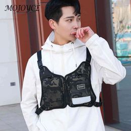 Backpack Fashion Chest Bag Multifunctional Oxford Cloth Waistcoat Pack Streetwear Reflective Stripe Adjustable Strap For Men Women