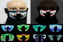 Halloween DJ Music Led Party Mask Sound Activated LED Light Up Mask For Dancing Night Riding Skating Masquerade ship1751367