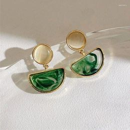 Stud Earrings 2024 Arrival Acrylic Retro Elegant Green Geometric Dangle For Women Fashion Simple Water Drop Jewellery Gifts