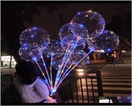 Party Favor Led Lights Night Lighting Bobo Ball Decoration Balloon Wedding Decor Props Bright Lighter Balloons With Stick 18Cm Ffa1661556