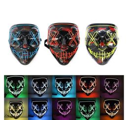 10 Styles Cool Halloween Mask LED Mask Light Up Scary Skull Glow Masks For Adult Kids Halloween Rave Party Scary Masksa10274s2870420