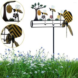 Garden Decorations Lovely Bee Whirligig 3D Wind Powered Kinetic Sculpture Metal Lawn Pinwheels Outdoor For Patio And