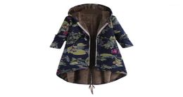 Women039s Down Parkas S5XL Plus Size Winter Women Jackets Coats Warm Floral Print Vintage Pockets Hooded Parka With Zipper L5728413