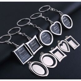100pcs Lot Metal Photo Frame Keychain Heart Round Square Shape Key Chain BPPLE Keyring DIY Logo For Lover Gifts Frame Keyrings 214b