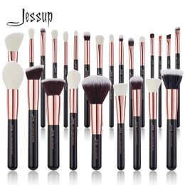 Makeup Brushes Jessup makeup brush set 6-25 pieces of foundation make-up eye shadow lining mixed with Highlighter Brocha Maquillaje rose gold/black Q240507