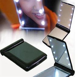 Portable Led Makeup Mirror Lady Makeup Cosmetic Folding Compact Pocket Mirror 8 LED Lights Lamps mini double side comestic Mirror 4373403