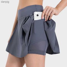 Skirts Stylish Pleated Sports Tennis Skirt Womens High Waisted Mini Skorts Skirts With Pockets Gym Outdoor Fitness Shorts Skirt Y240508