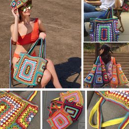 Fashion Designer Beach Bag Tote Bags Straw Woven Bag Large Capacity Knitting Mesh Mens Womens Straw Bags Orange Black Apricot Vacation Shopping Soft Colorful