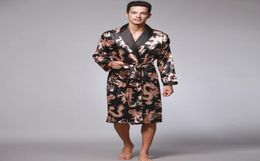 Dragon Nightgown Male Bath Robes Silk Pyjamas Mens Long Robes Sleepwear Home Wear Summer Spring Autumn Plus Size L XL XXL XXXL5925700