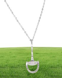 sterling silver micro pave cz snaffle bit pendant necklace for horse lover fine silver necklace high quality9041571