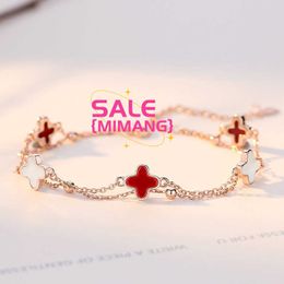 Original 1to1 Van C-A Sterling Silver S925 clover five flower bracelet women's Korean version simple agate double-layer rose golden girl hand jewelry 2 GQWS