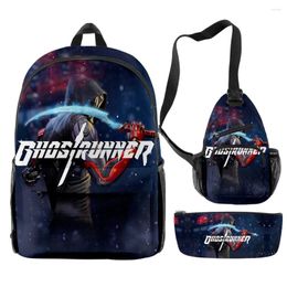 Backpack Ghostrunner 2024 Game Backpacks 3 Pieces Sets Zipper Daypack Unisex Traval Bag Student School
