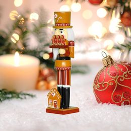 Christmas Decor Ornament Desktop Wooden Centerpiece Gift Nutcracker Figure Cute Cartoon Kitchen Statue Living Room Decoration 240507