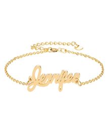 stainless steel engrave script name jennifer charm bracelets for women Personalised custom bracelet charm link christmas gift224957070029