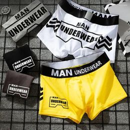 Underpants Men Boxers Cotton Bulge Sexy Men's Underwear Panties Letters Printed Shorts Man Fashion Comfort For Gift
