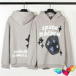 Men's Hoodies Sweatshirts 2023 Broken Planet Space Madness Hoodie Men Women Grey BPM Foam Print Pullovers Fece Hoody H240508