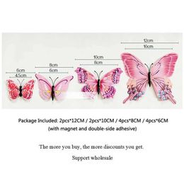 3PCSFridge Magnets New Style 12Pcs Double Layer 3D Butterfly Wall Stickers Home Room Decor Butterflies For Wedding Decoration Magnet Fridge Decals