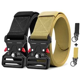 Belts Outdoor Hunting Metal Tactical Belt Alloy Buckle High Quality Multi-Function Marine Corps Canvas Belt for Men Mens Belt Y240507