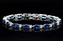 Victoria Luxury Jewellery Brand New 925 Sterling Silver Oval Cut Blue Sapphire CZ Diamond Ruby Popular Women Wedding Bracelet For Lo8400798