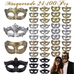Masks 24100Pcs Couple Masquerade Masks Bulk Venetian Carnival Mask Mardi Gras Antique Vintage Mask for Woman Men Prom Party Costume