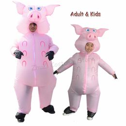 Inflatable Pink Pig Costume Adult Kids Fancy Dress Anime Cosplay Costume Animal Halloween Pig Cute Funny Party Cosplay Clothes 240426