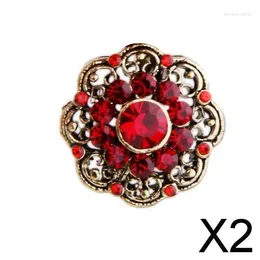 Brooches 2x Fashion Women Bridal Wedding Red Crystal Rhinestone Flower Brooch Pin Gift