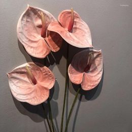Decorative Flowers 59CM 3D Printing Anthurium Flower Branch Artificial Plastic Fake Plants For Home Christmas Wedding Table Decorations