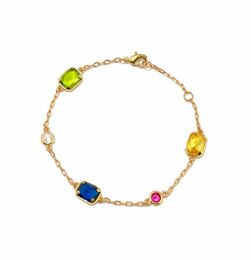 elegant Blue yellow green Crystal bracelet 18k gold 925 silver bangle for women Jewellery gift6694248