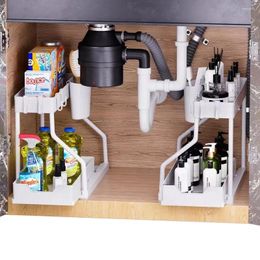 Kitchen Storage Under Sink Organiser 2 Layer Pull Out Drawer Multi-Purpose Shelf Bathroom Desktop Cabinet Rack