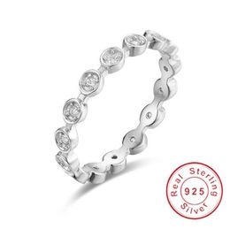 solid 925 Sterling Silver Ring Alluring Brilliant Marquise Stackable Finger Rings with Clear CZ Original Fine Jewelry6477349