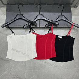 Letter Logo Tanks Top Womens Sexy Knitted Vest Ladies T Shirt Cropped Camis Three Colors