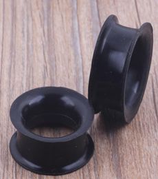 mix 425mm silicone double flare silicone flesh tunnel ear plug 96pcs black Colour body jewelry6269215