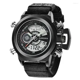 Wristwatches Original Big Brand CURDDEN Dual Time Watches For Men Fashion Nylon Band Multi-function Chronograph Sports Watch Montre Homme