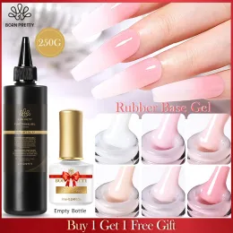 Gel BORN PRETTY 250g Clear Nude 2 In 1 Rubber Base Gel Functions Gel and Colour Gel Selfleveling Gel Protecting Natural Nails