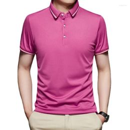 Men's Polos 2024 Business Casual Lapel Short-Sleeved Polo Shirt Solid Color T-shirt