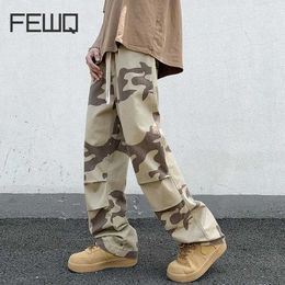 Men's Jeans Fewq Mens Pants Summer Work Camo Casual Umbrella Trousers 2024 Contrast Color Elastic Waist Male Trousers 24X8509 J240507