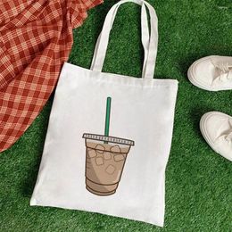 Shopping Bags Summer Ladies Shoulder Canvas Large Capacity Coffee Print Bag Cute Fun Handbag Casual Female Tote