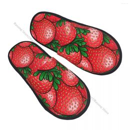 Slippers Red Strawberry Slipper For Women Men Fluffy Winter Warm Indoor